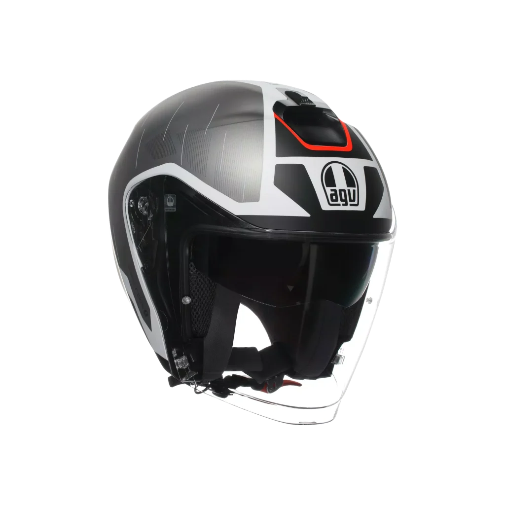 CASCO MOTO JET E2206 TRIESTE MATT BLACK/WHITE/RED