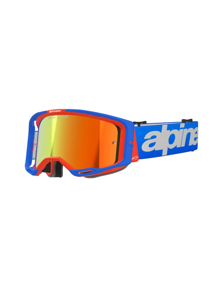 Occhiali Cross Alpinestars Vision 8 Wordmark Goggle - Blu Arancione Rosso